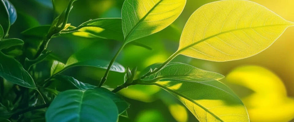 Grüne Blätter im Sonnenlicht